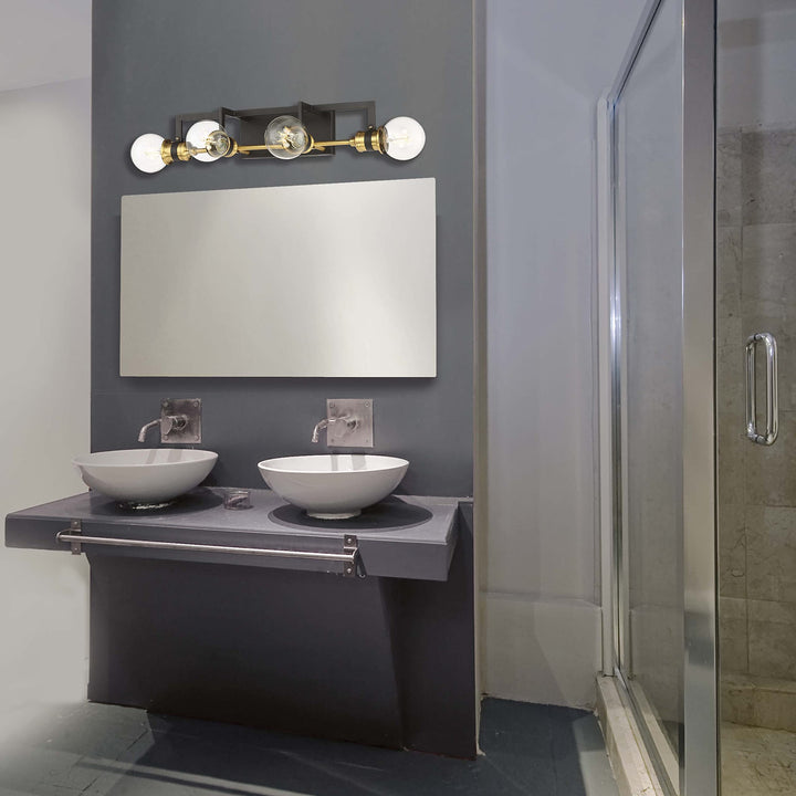 Nuvo 60/6974 Intention Vanity Warm Brass and Black Finish 4 Light - Diamond Home USA