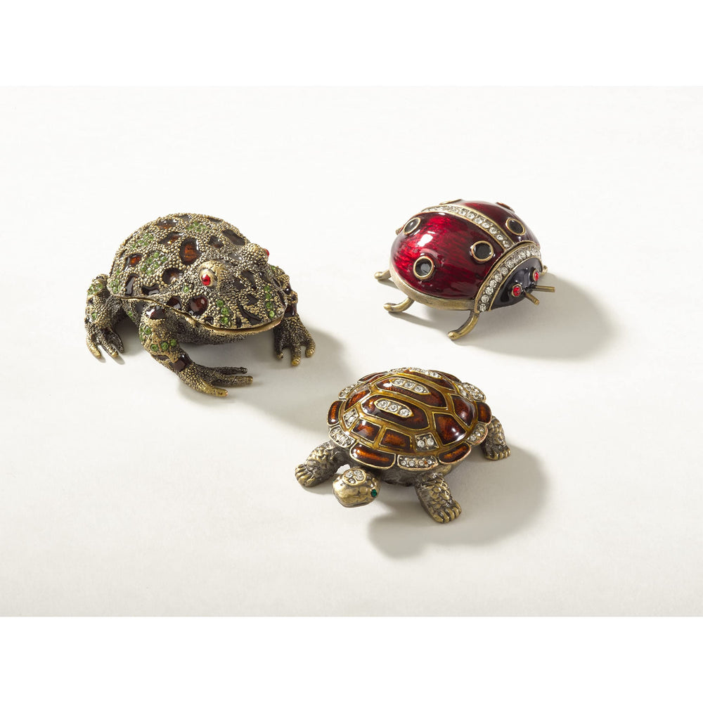 Turtle Design Trinket Box 2"x3" Brown Pewter Storage - Diamond Home USA