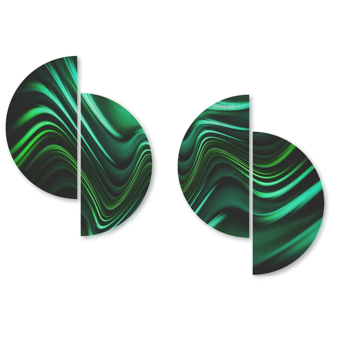 Emerald Energy Green Abstract' Modern Wood Wall Art Set of 4 alf Circles Lake - Diamond Home USA