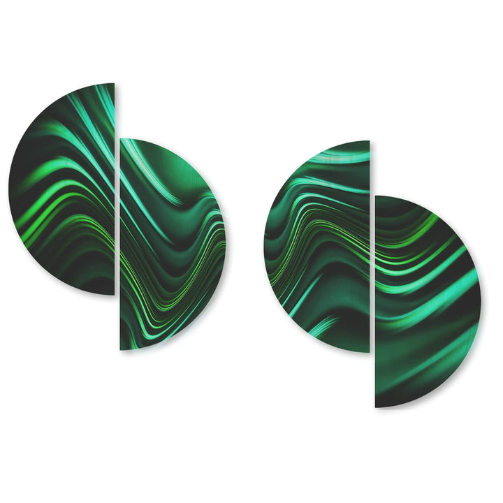 Emerald Energy Green Abstract' Modern Wood Wall Art Set of 4 alf Circles Lake - Diamond Home USA