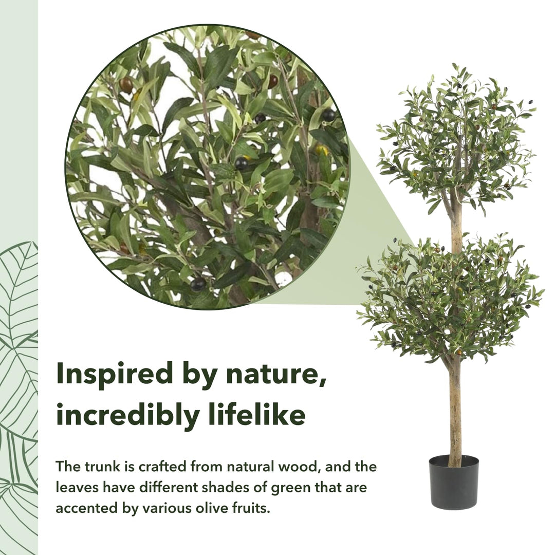 Nearly Natural 5309 Olive Double Topiary Silk Tree 4.5-Feet Green - Diamond Home USA