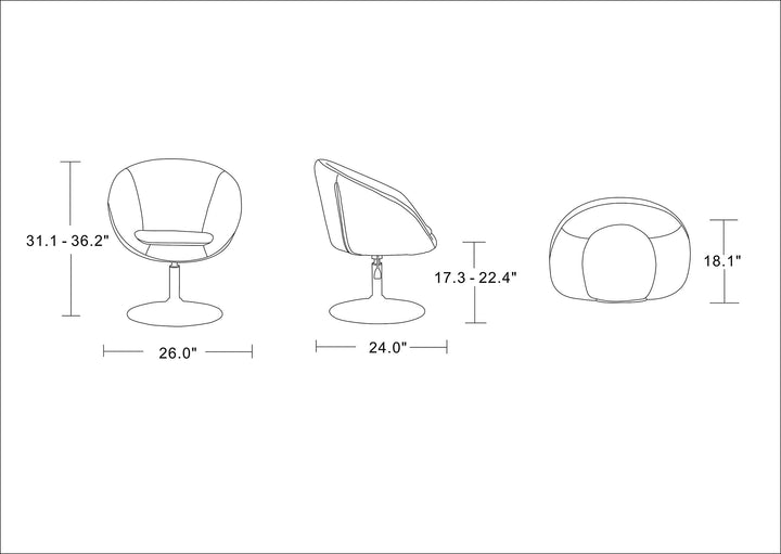 Manhattan Comfort Hopper Mid Century Modern Living Room Bowl Seat Design Red wool/cashmere - Diamond Home USA