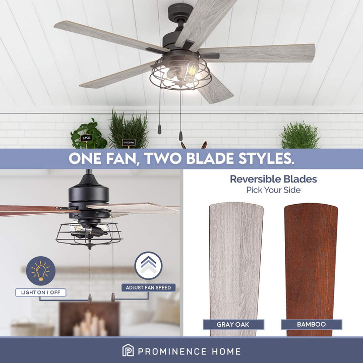 Prominence Home Marshall 52 Inch Industrial Style LED Ceiling Fan with Light - Diamond Home USA