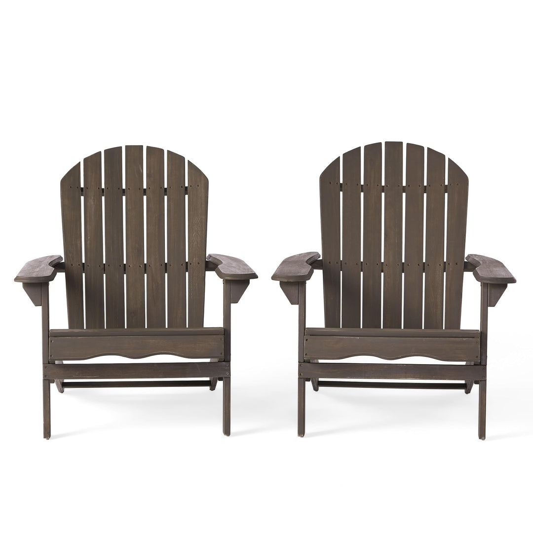Christopher Knight Home Hanlee Folding Wood Adirondack Chairs 2-Pcs Set Grey
