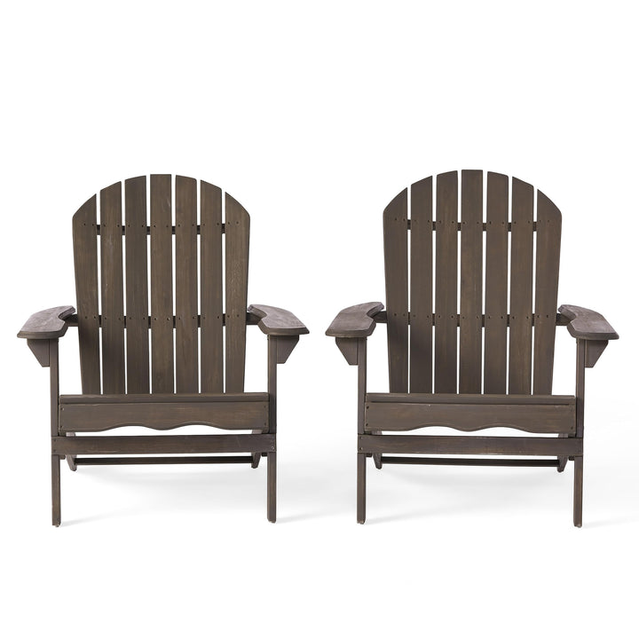 Christopher Knight Home Hanlee Folding Wood Adirondack Chairs 2-Pcs Set Grey
