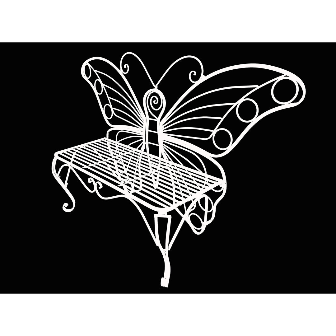 White Metal Butterfly Bench - Diamond Home USA