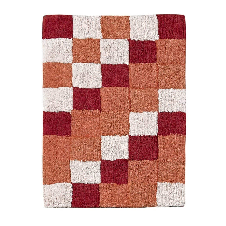 2 Piece Burgundy Red Grey Oversized Geometric Bath Rug Set Oversize Black - Diamond Home USA