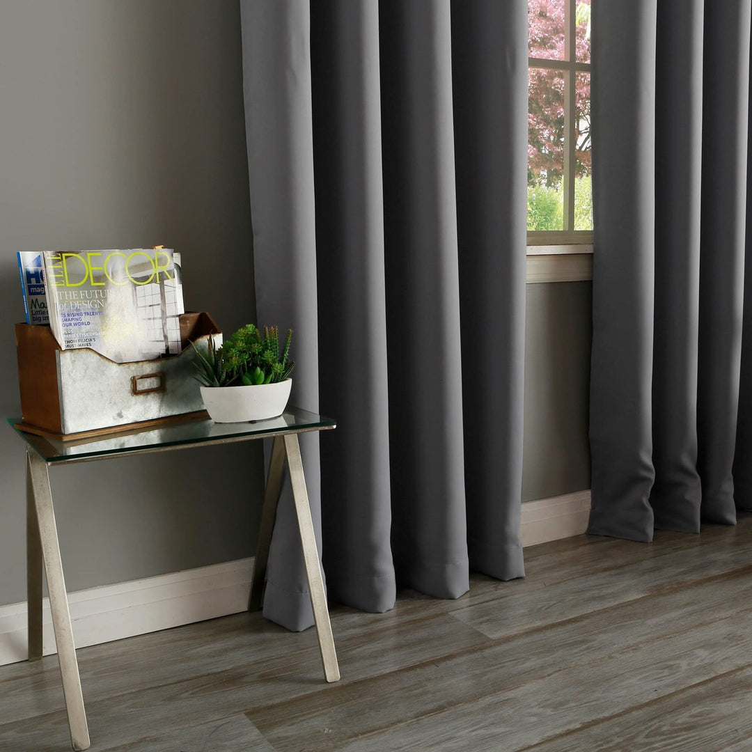Aurora Home Fire Retardant 84-inch Blackout Curtain Pair Panel Dark Grey 52" W x Dark Grey - 52"W x 84"L