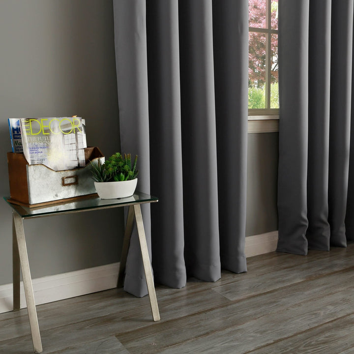 Aurora Home Fire Retardant 84-inch Blackout Curtain Pair Panel Dark Grey 52" W x Dark Grey - 52"W x 84"L