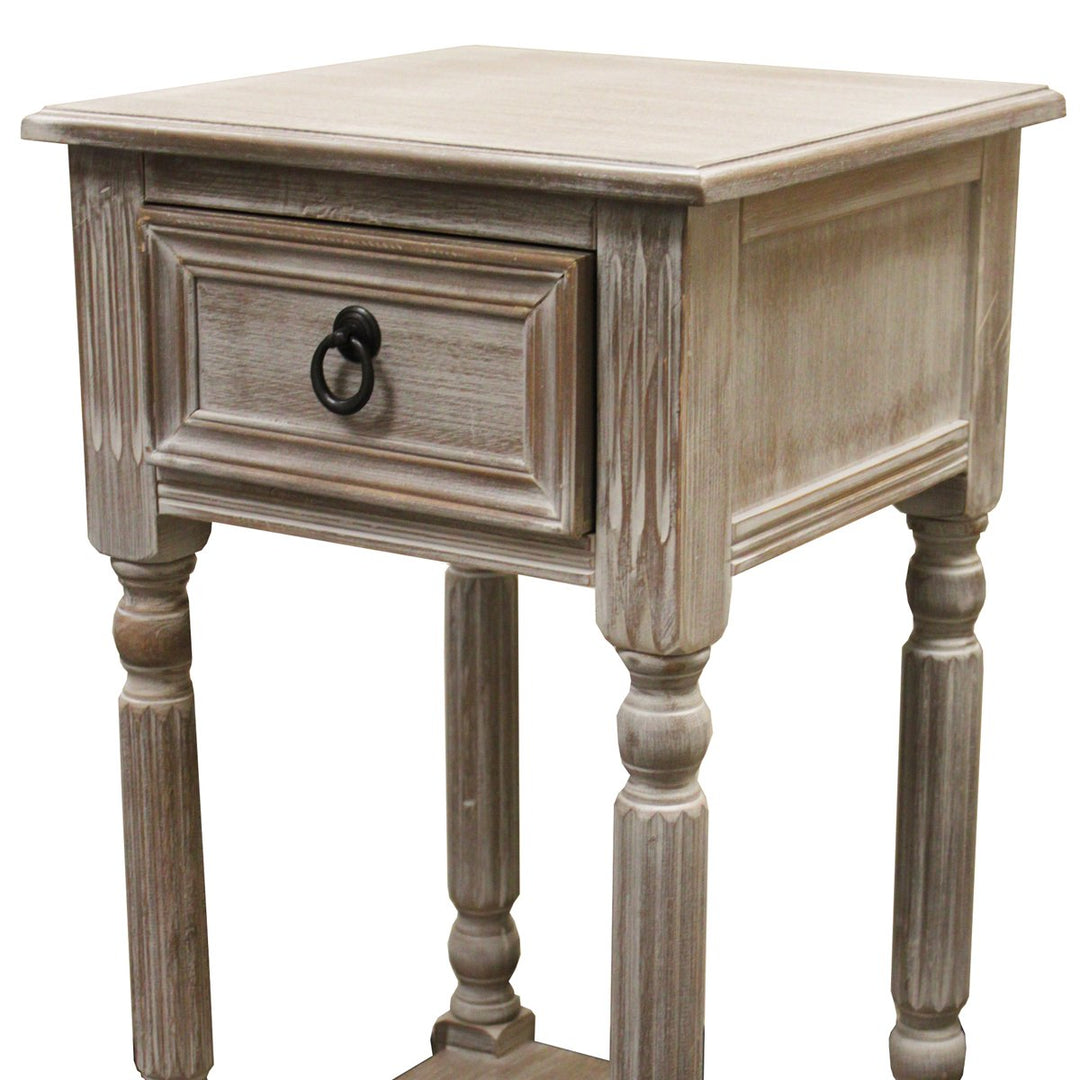 Urban Designs 7752369 Ella Rustic Weathered Wooden Night Stand Accent Table - Diamond Home USA