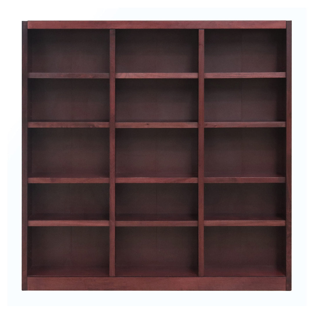Traditional 72" Tall 15-Shelf Triple Wide Wood Bookcase in Espresso - Diamond Home USA