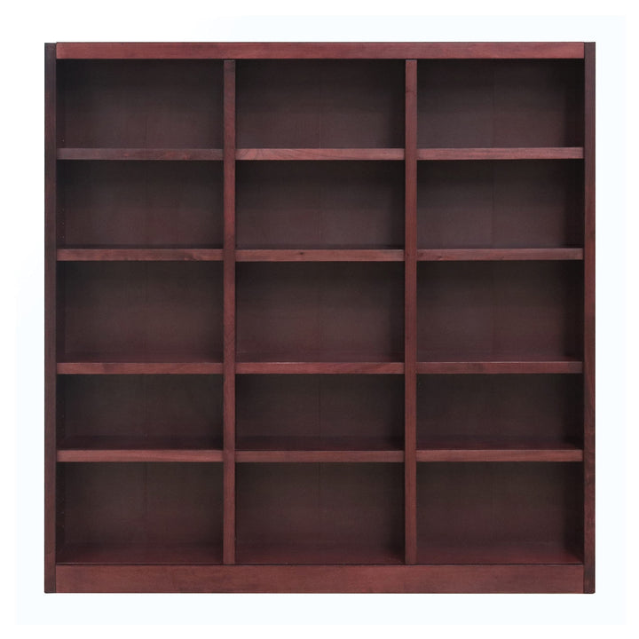 Traditional 72" Tall 15-Shelf Triple Wide Wood Bookcase in Espresso - Diamond Home USA