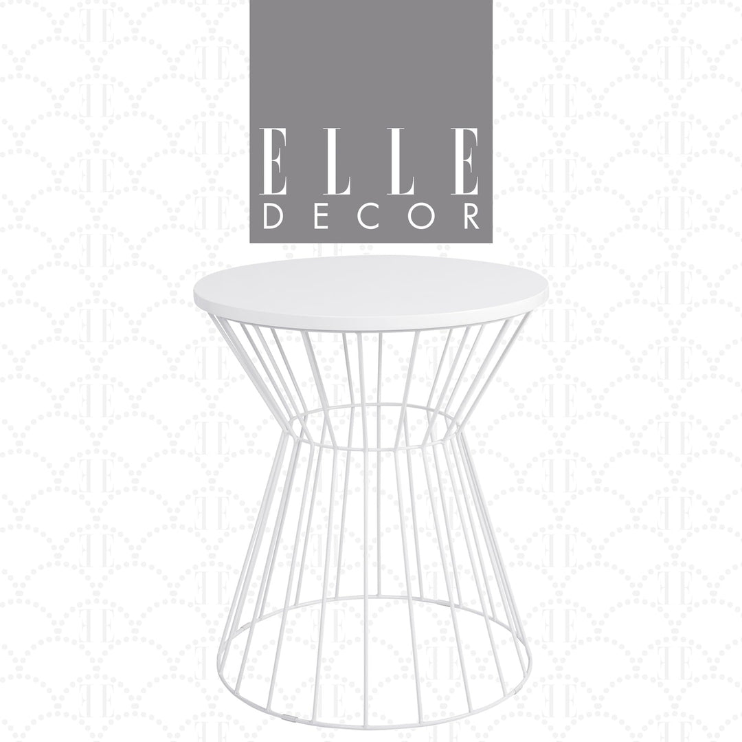 Elle Decor Lulu Modern Hourglass End Table Metal Side Table with Metal Top or White