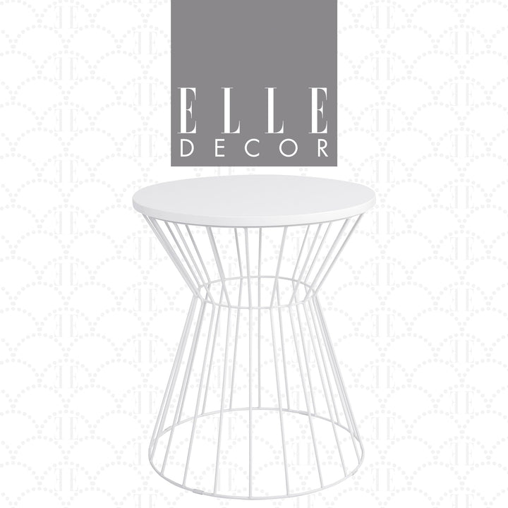 Elle Decor Lulu Modern Hourglass End Table Metal Side Table with Metal Top or White