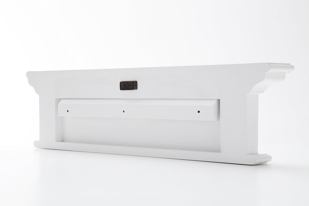 NovaSolo Halifax Pure White Mahogany Wood 4-Hook Coat Rack And Top Shelf - Diamond Home USA