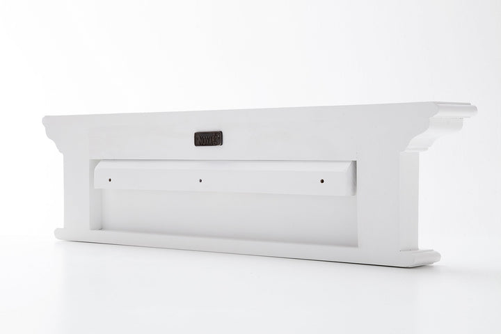 NovaSolo Halifax Pure White Mahogany Wood 4-Hook Coat Rack And Top Shelf - Diamond Home USA