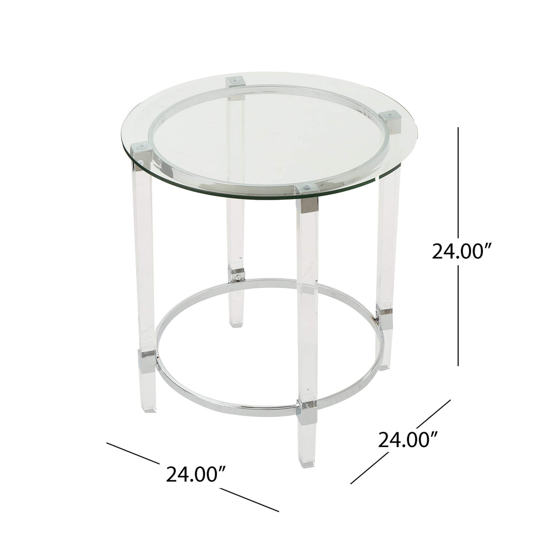 Christopher Knight Home Orianna Acrylic and Tempered Glass Circular Side Table - Diamond Home USA