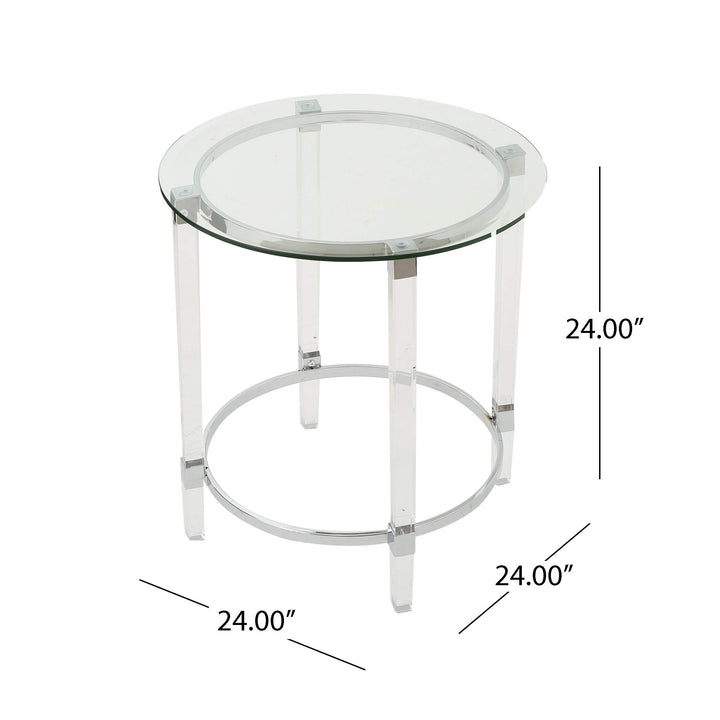 Christopher Knight Home Orianna Acrylic and Tempered Glass Circular Side Table - Diamond Home USA