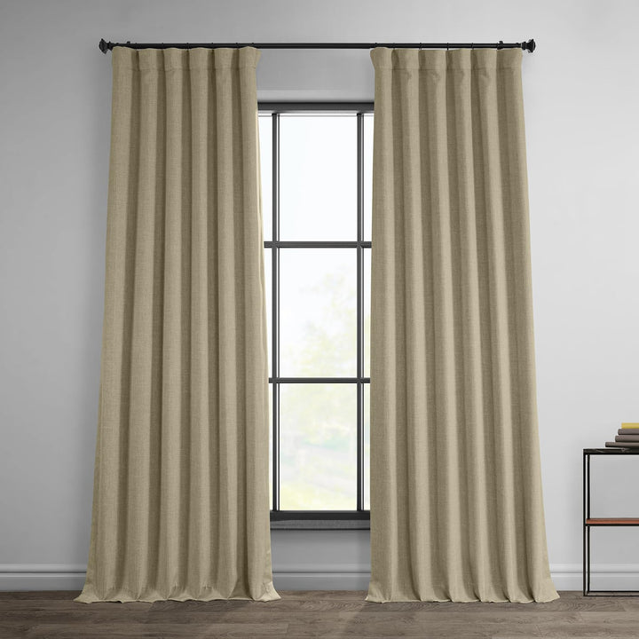 HPD Half Price Drapes Faux Linen Room Darkening Curtains - 108 Inches Long 50 X 108 - Thatched Tan