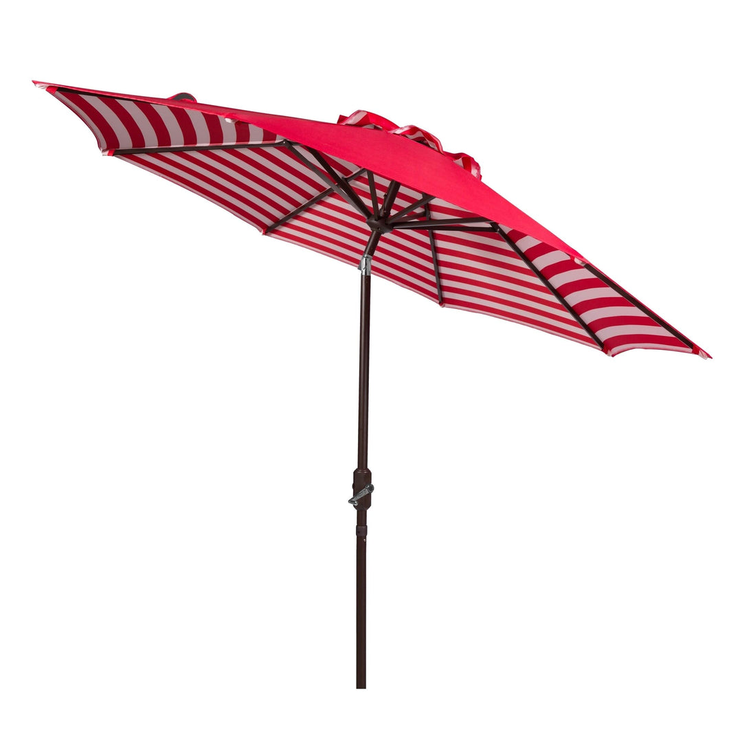 Inside Out Striped 9 Ft Crank Red/White Outdoor Umbrella Red Stripe Classic - Diamond Home USA