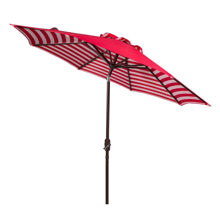 Inside Out Striped 9 Ft Crank Red/White Outdoor Umbrella Red Stripe Classic - Diamond Home USA