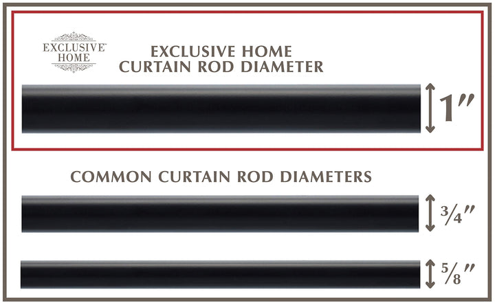 Exclusive Home Duke 1" Curtain Rod and Coordinating Finial Set Matte