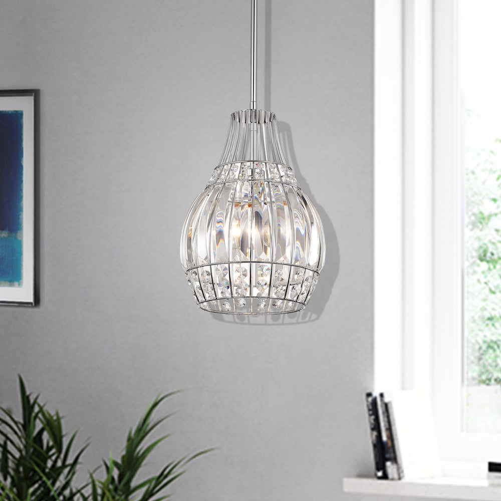 Warehouse of Tiffany Claudia Chrome 1-Light Bowl Pendant - Diamond Home USA
