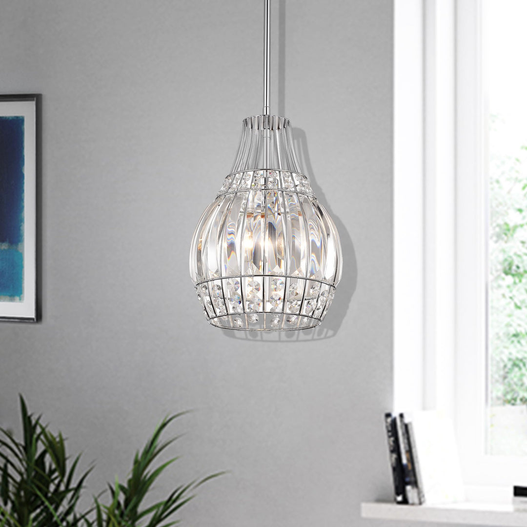 Warehouse of Tiffany Claudia Chrome 1-Light Bowl Pendant - Diamond Home USA