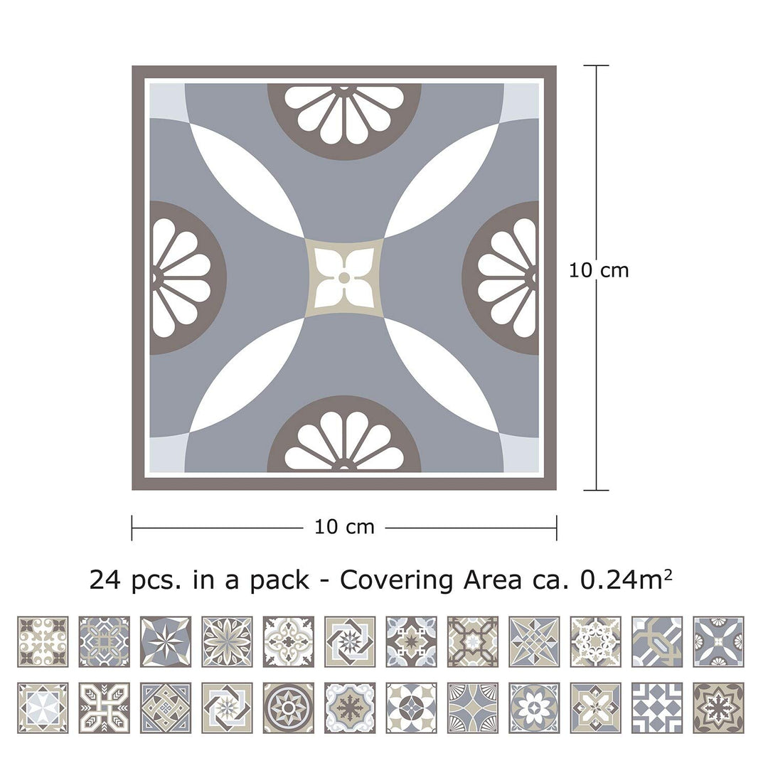 Limestone Spanish Tile Stickers Peel and Stick Wall Sticker Decal 24pcs 4"x4" - Diamond Home USA