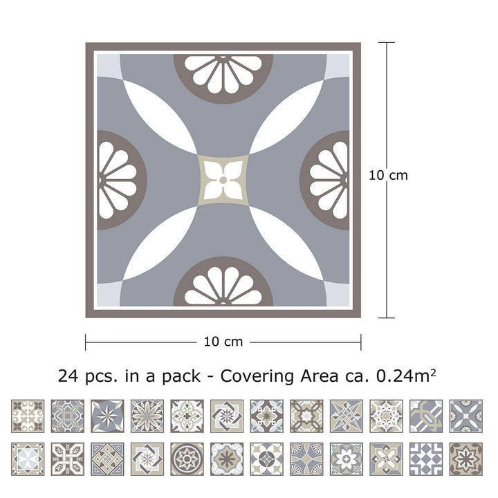 Limestone Spanish Tile Stickers Peel and Stick Wall Sticker Decal 24pcs 4"x4" - Diamond Home USA
