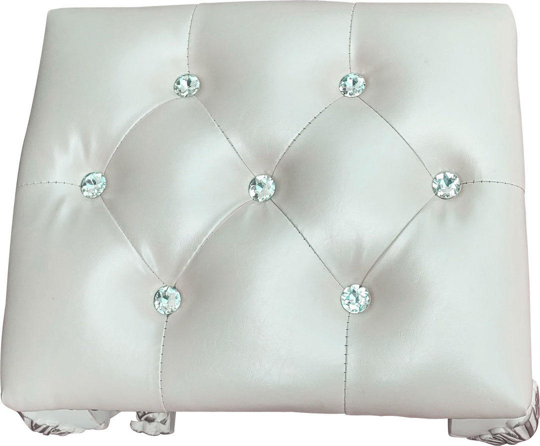 Acme Furniture Dresden II 20" Traditional Faux Leather Vanity Stool in White - Diamond Home USA