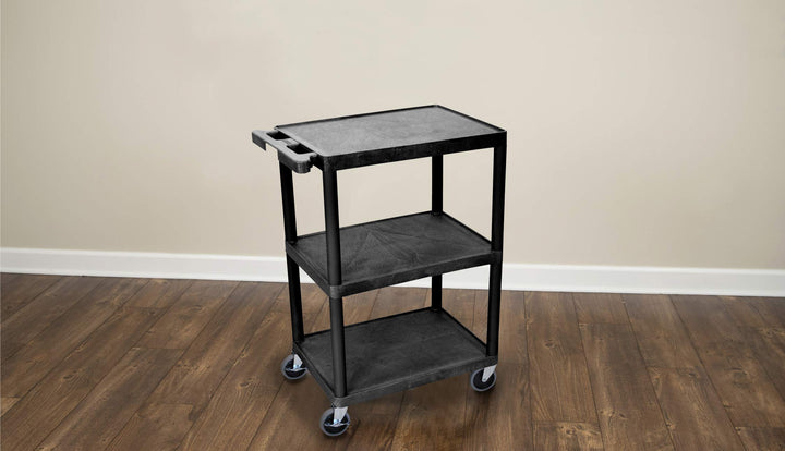 LUXOR STC222-B 3-Shelf Utility Cart Black - Diamond Home USA