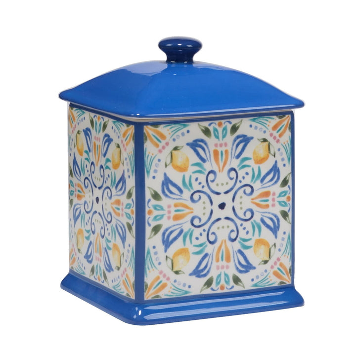 Lemonade 3 Piece Canister Set 64 Oz 82 96 Oz. Blue Multi Color Floral Ceramic - Diamond Home USA
