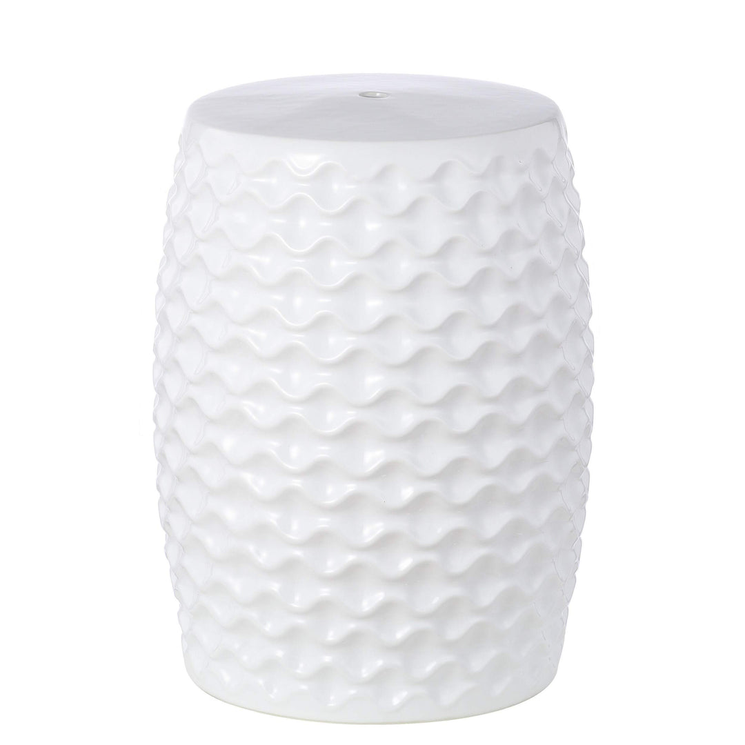 Indoor/Outdoor Garden Stool White Modern Contemporary Ceramic Painted - Diamond Home USA