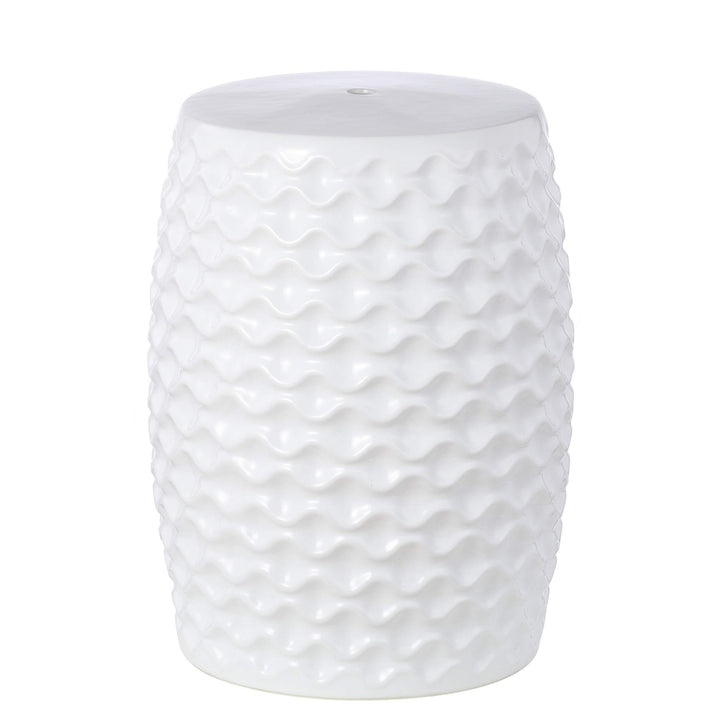 Indoor/Outdoor Garden Stool White Modern Contemporary Ceramic Painted - Diamond Home USA