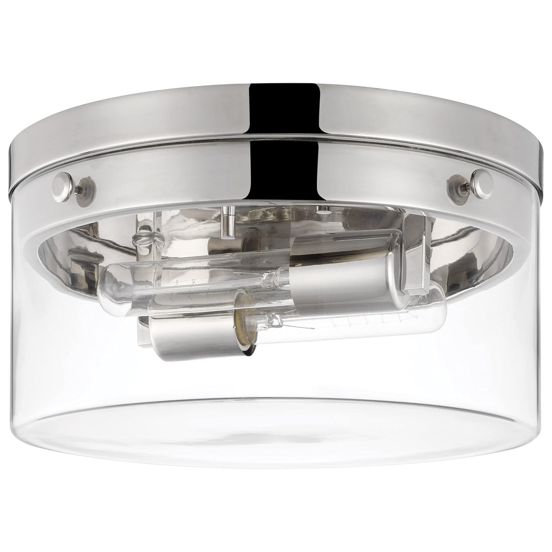 Intersection Medium Flush Mount Fixture Polished Nickel with Clear Glass