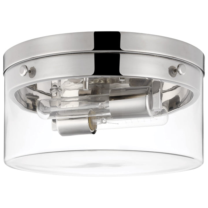 Intersection Medium Flush Mount Fixture Polished Nickel with Clear Glass