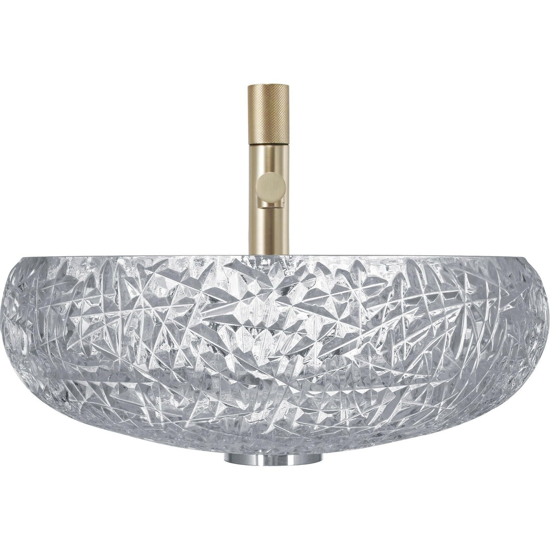 Round Basin Glass Crystal Bathroom Vessel Sink 18" Clear Finish Rust Resistant - Diamond Home USA