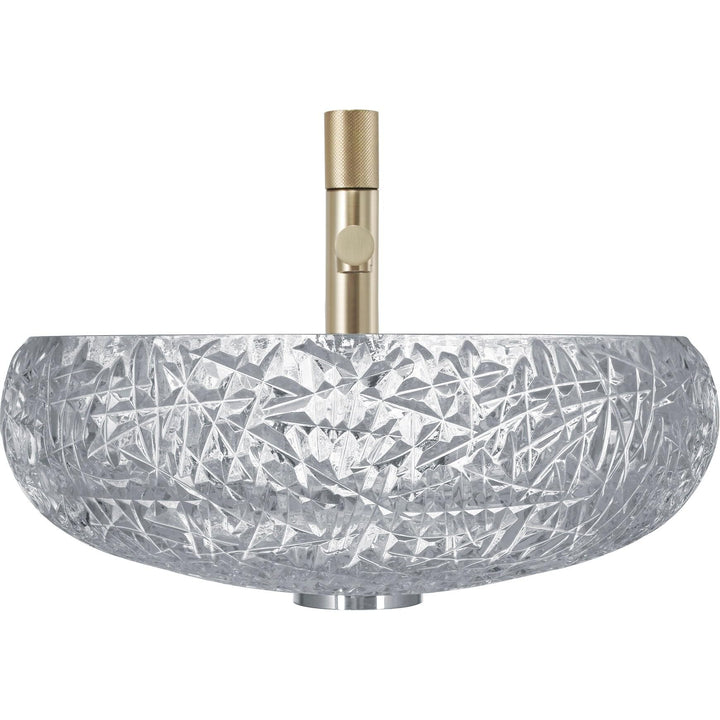 Round Basin Glass Crystal Bathroom Vessel Sink 18" Clear Finish Rust Resistant - Diamond Home USA