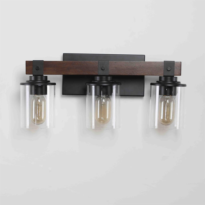 Rustic 3 Lights Vanity Fixture Bathroom Sconce Black Iron - Diamond Home USA
