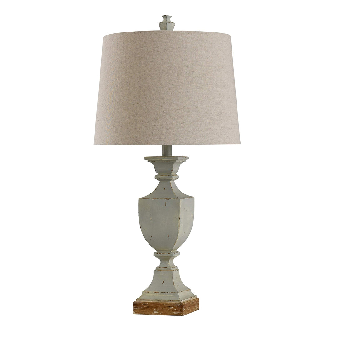 Distressed Blue Urn Style Table Lamp Brown Farmhouse