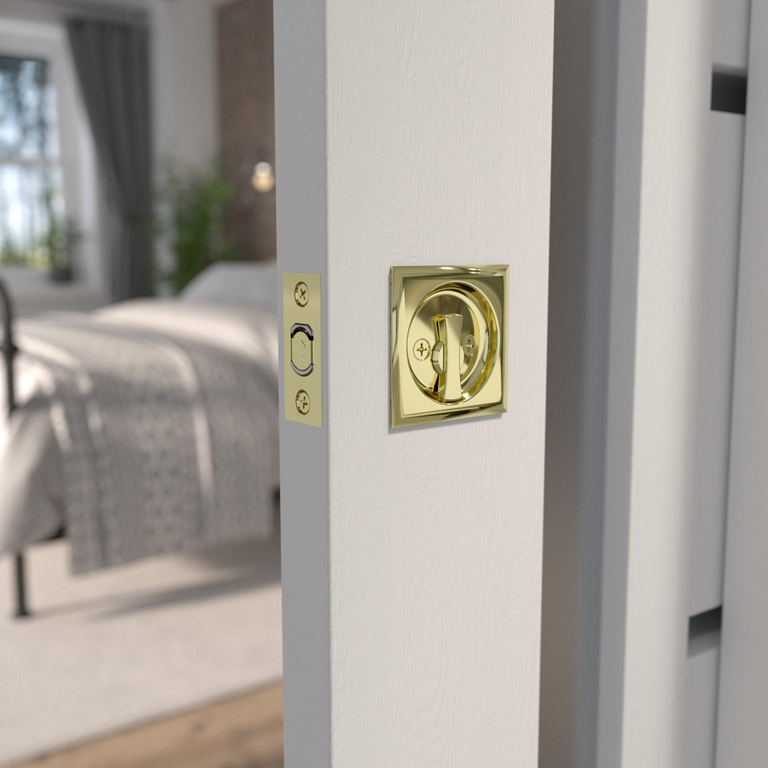 Richelieu Hardware 17SBB42 Onward Square Pocket Door Privacy Pull Bright Brass - Diamond Home USA