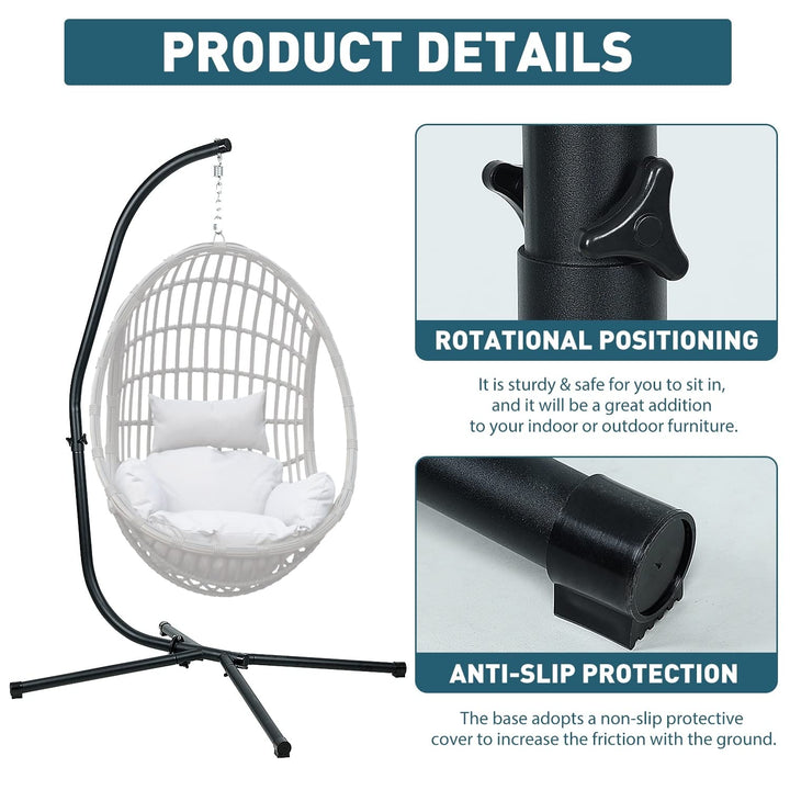 Hammock Steel Stand Only C-Stand for Hanging Chairs Pound Capacity Black - Diamond Home USA