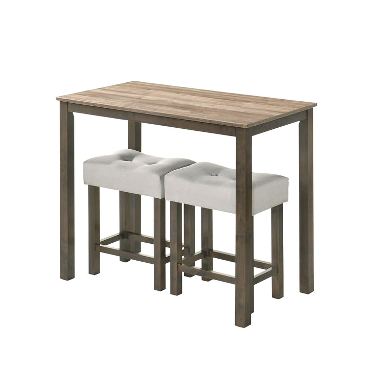 Classy 3-Piece Counter Height Dining Set Grey Rectangular Wood Walnut Finish - Diamond Home USA