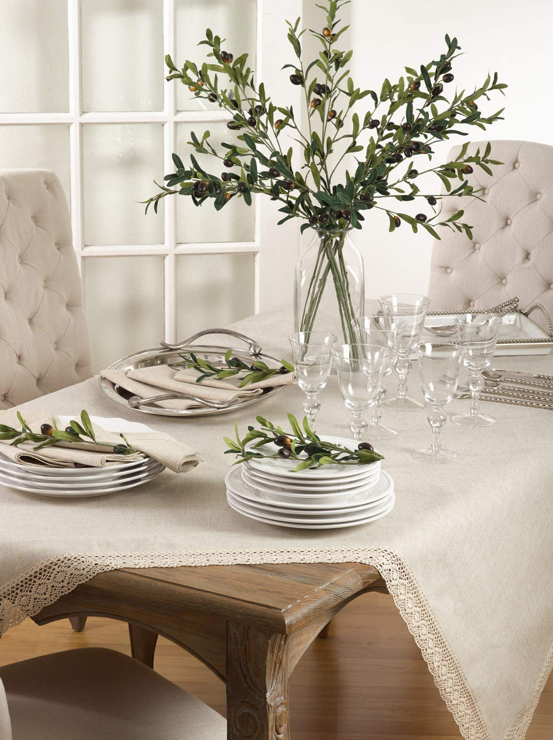 SARO LIFESTYLE 931 Tablecloth Natural 70" X 160" Oblong Sold Per 1 PC - Diamond Home USA