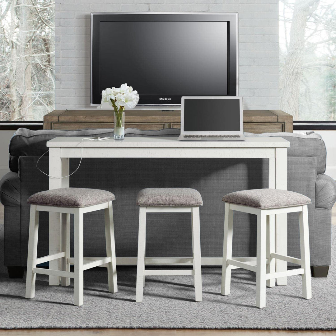 Picket House Furnishings Stanford Multipurpose Bar Table Set in White - Diamond Home USA