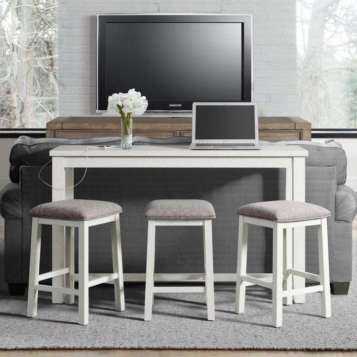 Picket House Furnishings Stanford Multipurpose Bar Table Set in White - Diamond Home USA