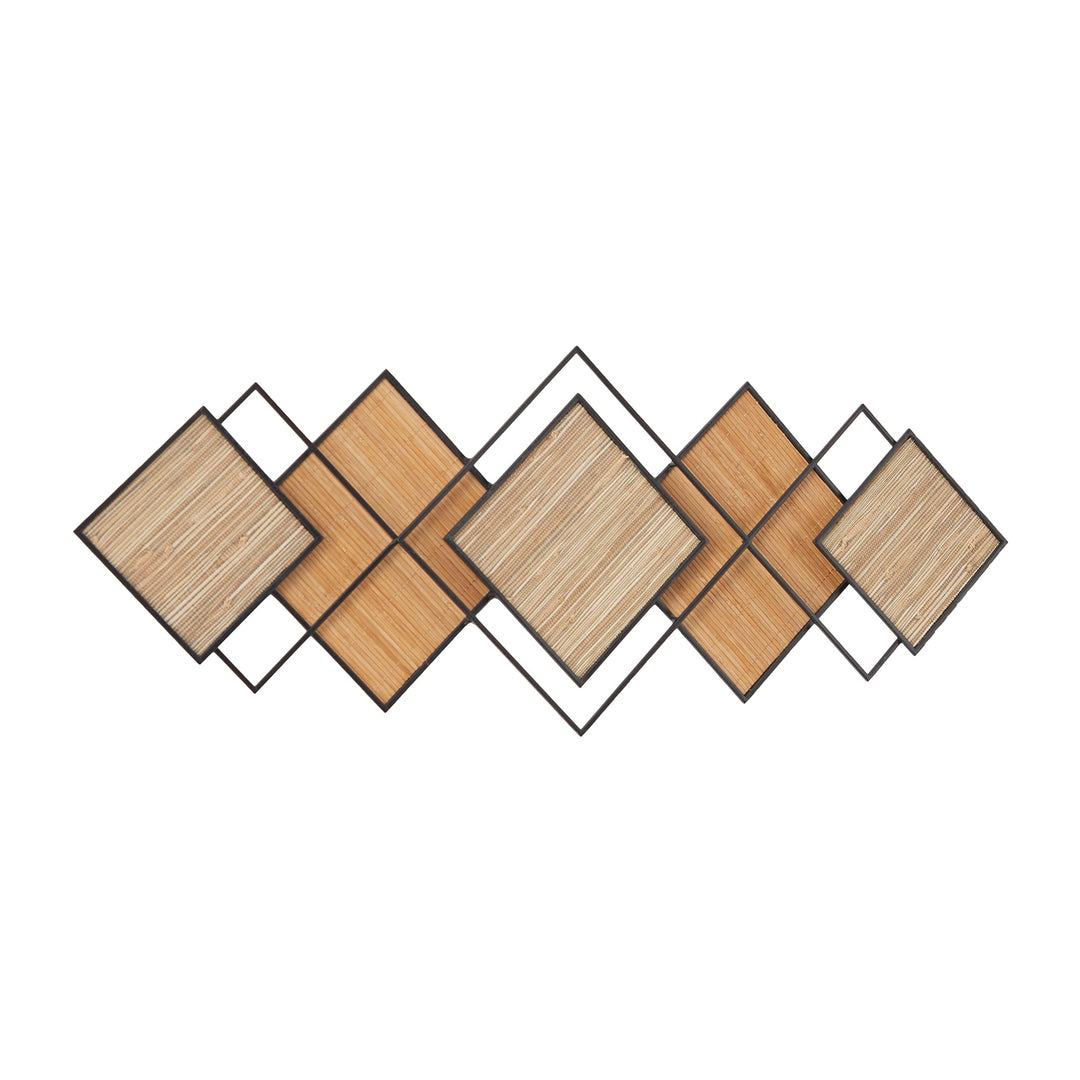 Brown Wood Modern Geometric Wall Contemporary - Diamond Home USA