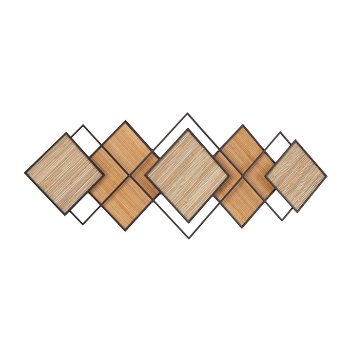 Brown Wood Modern Geometric Wall Contemporary - Diamond Home USA