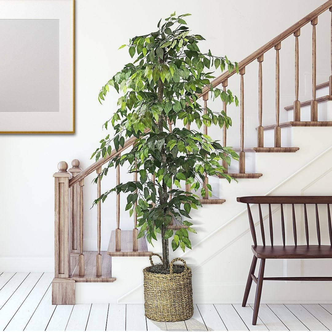 6-Foot Artificial Tree in Basket Green - Diamond Home USA